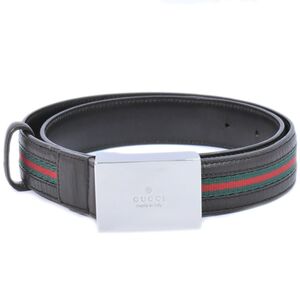 本物 グッチ GUCCI シェリーライン ベルト レザー ブラウン グリーン レッド 114921