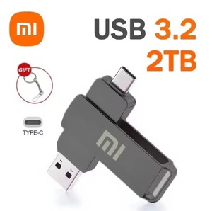 【Xiaomi】超高速3.2 TYPE-C USBメモリ 2TB 2in1 フラッシュメモリ メタルブラック マルチデバイス対応 外付け スマートフォン 車 PC TV