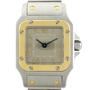 カルティエ CARTIER サントスガルべ SM W20031C4 腕時計 SS YG クォーツ グレー レディース 【中古】