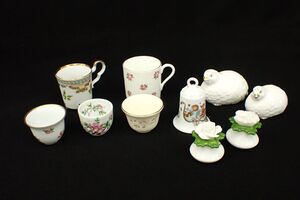 ◆食器35 洋食器 小物まとめて 10点/AYNSLEY HUTSCHEN REUTHER Bareuther LIMOGES MINTON/カップ ソルト＆ペッパー 置物◆/消費税0円