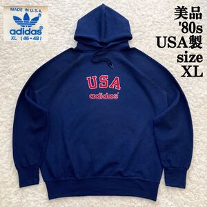 美品 80s USA製 old adidas ラグランパーカー XL オールドアディダス スウェット 90s