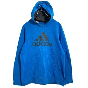 adidas ロゴスウェット パーカー キッズ L ブルー アディダス スポーツ プルオーバー 裏起毛 古着卸 アメリカ仕入 a612-6295