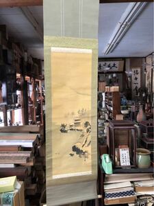 182cm×48cm 橋本陵華 掛軸 直筆 金閣寺 雪化粧