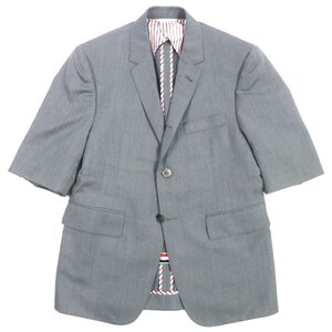 極美品▼THOM BROWNE トムブラウン 定価376200円 MSC007H ウール ショートスリーブ テーラードジャケット グレー 1 日本製 正規品 メンズ