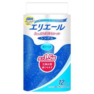 エリエール トイレットペーパー 1.5倍巻き 82.5m×12ロール シングル パルプ100% リラックス感のある香り