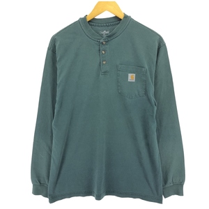 古着 カーハート Carhartt ヘンリーネック 無地ポケットロングTシャツ ロンT メンズM相当 /eaa432294