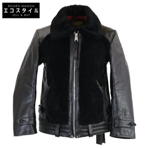 新品同様 NEIGHBORHOOD ネイバーフッド 122NWNH-JKM01 GRIZZLY/MCL-JKT ムートンｘレザー ジップアップ ジャケット S ブラック メンズ