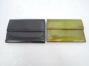 △PRADA プラダ 財布 2点まとめ エナメル レザー 2つ折り財布 3つ折り財布 ブラック グリーン メンズ レディース/管理0357A11-01260001