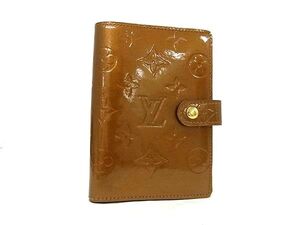 1円 ■極美品■ LOUIS VUITTON ルイヴィトン R21004 モノグラムヴェルニ アジェンダPM 6穴式 手帳カバー スケジュール帳 ブロンズ FH4769