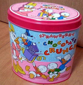 2002年版◆東京ディズニーランド デイジーダック ストロベリーチョコクランチ 空き缶 空缶