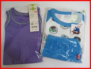 2406★A-1740★UNIQLOBABY ユニクロベビー トーマスパジャマ・ノースリーブデザインＴ 100㎝・80㎝ まとめ売り 未使用品