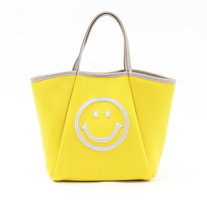 ☆ イエロー ☆ COOCO SMILEY ダイバー素材トートバッグ cooco クーコ バッグ ニコちゃん レディース トートバッグ トートバック トート