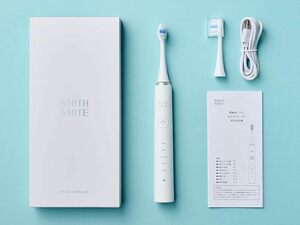 【未開封品】フィスホワイト 電動歯ブラシ 替えブラシ付 スリム 軽量 超音波 ホワイトニング 5つのブラッシングモード 防水 タイマー