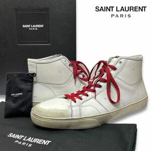 SAINT LAURENT PARIS 16SS VU 420005 シグネチャー サンローランパリ ユーズド加工 レザー ハイカットスニーカー ホワイト46 正規品