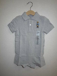 NY/新/即☆POLO Ralph Lauren/ラルフローレン☆ 12ｍ/80/ポロベア刺繍 半袖鹿の子ロンパース