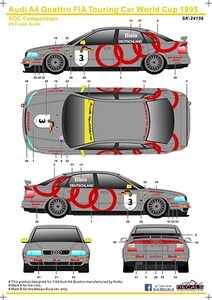 SKデカール SK24156 1/24 アウディ A4 クアトロ FIA Touring Car ワールドカップ 1995 ROC Competition