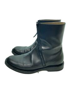 yohji yamamoto POUR HOMME◆WAXED CALF LEATHER CURVED ZIPPER BOOTS/40/BLK/レザー