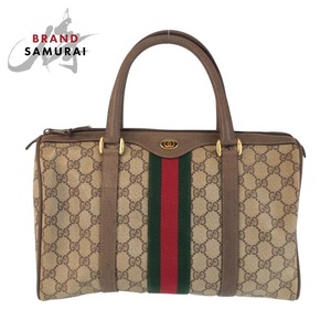 GUCCI グッチ ヴィンテージ オールドグッチ シェリーライン ブラウン マルチカラー GGスプリームキャンバス 39 02 007 ハンドバッグ 410374