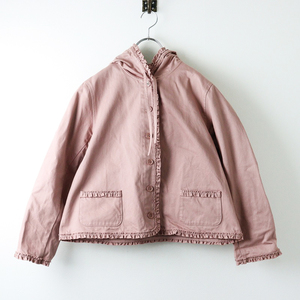 極美品 定価4.1万 2022SS ピンクハウス PINK HOUSE ジュビリーラビット刺繍フードジャケット/ピンク コットン フリル【2400014209174】