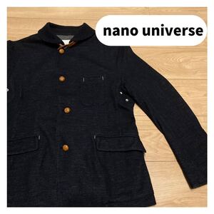 nano universe ナノユニバース ジャケット 丸襟 くるみボタン チンストラップ ウールジャケット レディース サイズM 玉mc1028