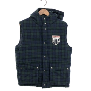 ◆TOMMY HILFIGER トミーヒルフィガー ダウンベスト ◆0887885433-416 グリーン メンズ アウター リバーシブル ブラックウォッチ