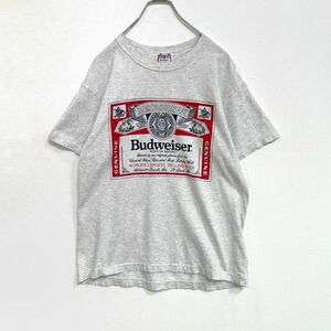 企業物　バドワイザー　ヴィンテージ　シングルステッチ　ビッグロゴ　半袖　Tシャツ　Mサイズ　グレー　Budweiser