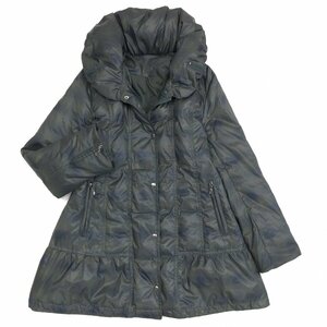 ◆Volume Color Down Coat チェック柄 Aライン ボリュームカラー ダウンコート M 深緑 ダークグリーン ロングコート 国内正規品 レディース