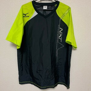 ★【XL】MIZUNO N-XT 半袖　ウインドブレーカー　ミズノ　スポーツウェア　トレーニングウェア　ブラック　黒　イエロー　陸上　サッカー