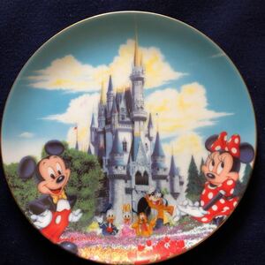 ＊レア＊東京ディズニーランド シンデレラ城&ミッキーと仲間達 陶器 飾り皿 絵皿