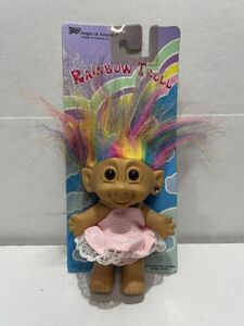 RAINBOW TROLL Girl 4" + Hair, Bright of America New On Card Hong Kong No. B60003 海外 即決