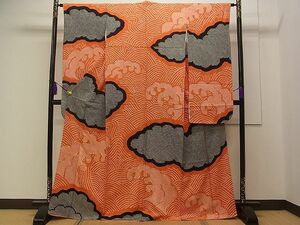 平和屋野田店■豪華振袖　駒刺繍　雲取り立波文　逸品　vf8196