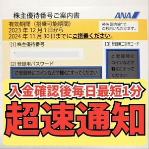 ANA 株主優待券 株主割引券 番号通知 コード通知　迅速対応 匿名取引 2024年11月30日 1枚 2枚 3枚 4枚 5枚 6枚 7枚 8枚 9枚 全日空