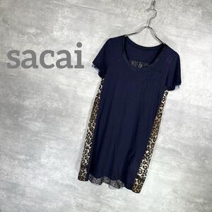 『sacai』サカイ (2) レオパード切り替え チュニックワンピース