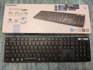 ◎0611u1923　エレコム Bluetooth キーボード フルサイズ TK-FBM120KBK 薄型 メンブレン式 抗菌 テンキー付ブラック