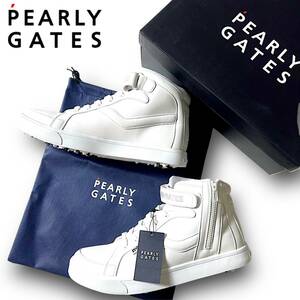 新品 PEARLY GATES パーリーゲイツ 定価3.5万 オールレザー 収納袋&レンチ付き ハイカット スパイク ゴルフシューズ 27cm 箱有り ◆B4334