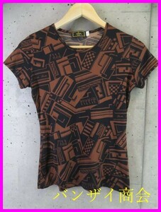 【送料300円可】8250b1◆イタリア製◆FENDI フェンディ ズッカ柄 半袖ストレッチカットソーTシャツ 42/ブラウス/ジャケットコート/バッグ鞄