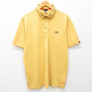 XL/古着 ノースフェイス 半袖 ブランド ポロ シャツ メンズ ワンポイントロゴ コットン 黄 イエロー 24jul17 中古 トップス