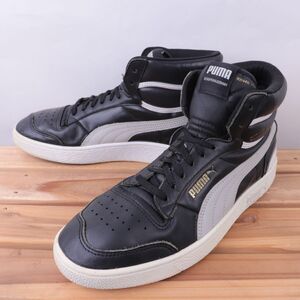 z6446 プーマ ラルフ サンプソン ミッド US9.5 27.5cm/黒 ブラック 灰 グレー系 PUMA RALPH SAMPSON MID メンズ スニーカー 中古