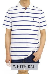 新品 アウトレット 17293 L ポロ シャツ 白 ボーダー polo ralph lauren ポロ ラルフ ローレン 