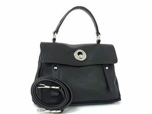 1円 ■美品■ YVESSAINTLAURENT イヴサンローラン ミューズトゥ レザー 2WAY ハンドバッグ ショルダー 斜め掛け ブラック系 FD2624