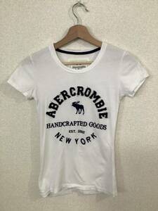 abercronbie&fitch アバクロンビー&フィッチ ワッペン付き刺繍プリント　半袖Tシャツ　コットンTシャツ　アメカジ　古着　S