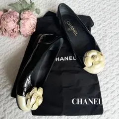 CHANEL カメリア ココマーク フラットシューズ　パンプス　34 1/2