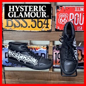 定価2.6万　HYSTERIC GLAMOUR ヒステリックグラマー　メタルプリント　ハイカット　レザー　スニーカー　27㎝　ブラック