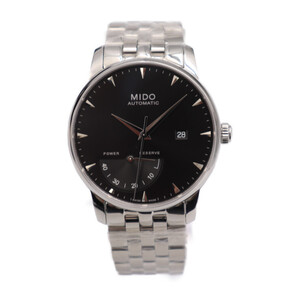 超美品 MIDO ミドー M8605 バロンチェッリ 42mm オートマチック 腕時計 SS シルバー ブラック文字盤 自動巻き 裏スケ【本物保証】