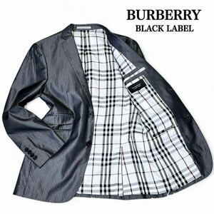 ◎魅惑の光沢◎ 美品 バーバリーブラックレーベル テーラードジャケット 裏地総ノバチェック BURBERRY BLACK LABEL