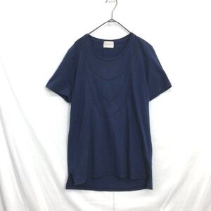 HZ9862★FACTOTUM : ネックレス刺繍デザインTシャツ★46★ネイビー ファクトタム