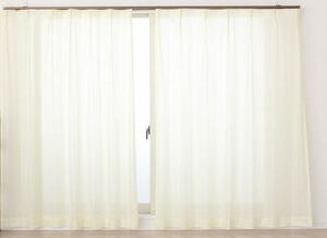 ミラーレースカーテン巾100x高133cm 2枚組 シェイクYEイエロー-yama