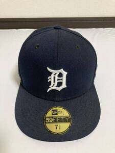 美品 NEWERA ニューエラ 59FIFTY 5950 デトロイトタイガース ゲームキャップ オンフィールド On-Field 紺 7 3/8 58.7㎝ 野球 帽子