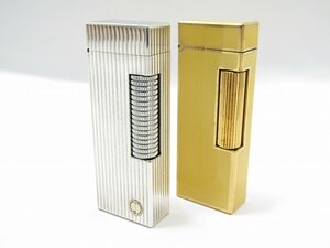 1円スタート ジャンク品 dunhill ダンヒル ガスライター 2点セット シルバー イエロー 喫煙グッズ アンティーク品 破損有 着火未確認