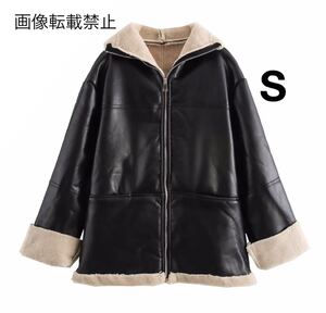 vintage ヴィンテージ レトロ ボア ファー ムートンコート アウター Sサイズ レディース ★ZARA 好きな方に★2024 A/W 冬新作 新品★